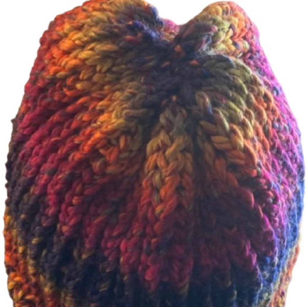 Handmade multicolor knit beanie hat for adults for winter - Picture 3 of 8